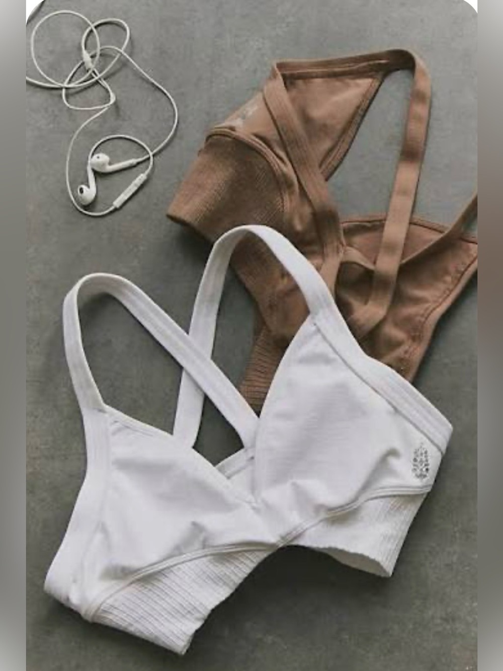 Free People Movement Deep Plunge Bra  Seamless Crisscross Blush Peach Color